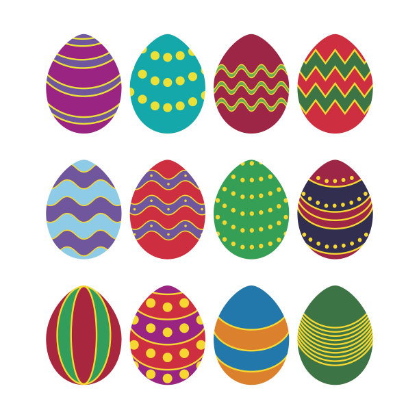 彩色的轮廓矢量复活节蛋图片下载