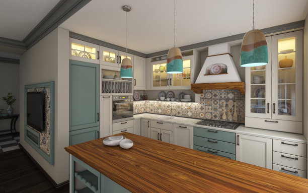 小公寓中的地中海厨房图片下载