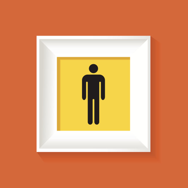 优雅的相框与卫生间标志。3D画框设计图片下载