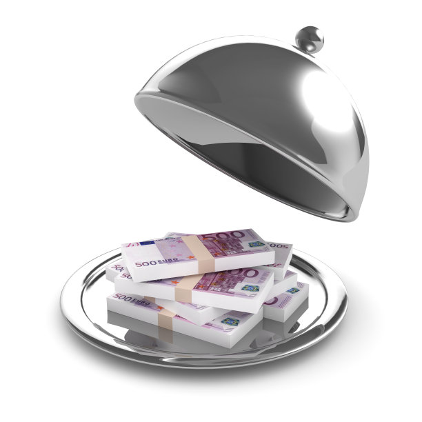 3d银盘欧元钞票图片下载