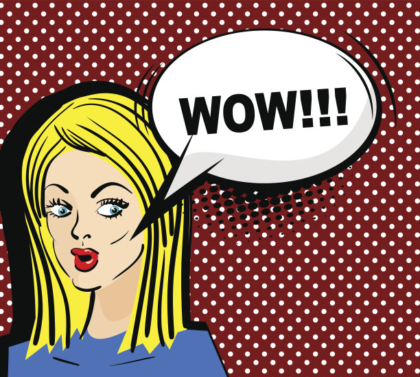 惊讶的金发女孩长发波普艺术哇图片下载