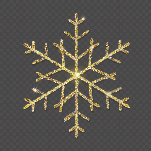 闪闪发光的金色雪花与闪闪发光的纹理迷人的贺卡素材图片