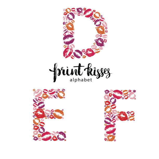 印刷出来的一组字母D、E和F图片下载