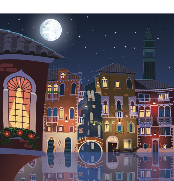 威尼斯老城的夜晚图片下载
