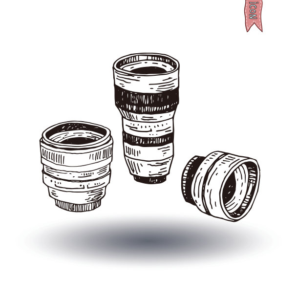 镜头图标，矢量插图图片下载