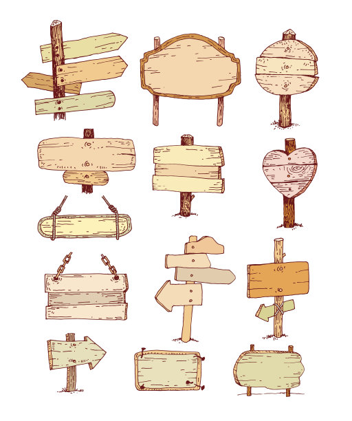 木制标志。矢量插图。素材图片