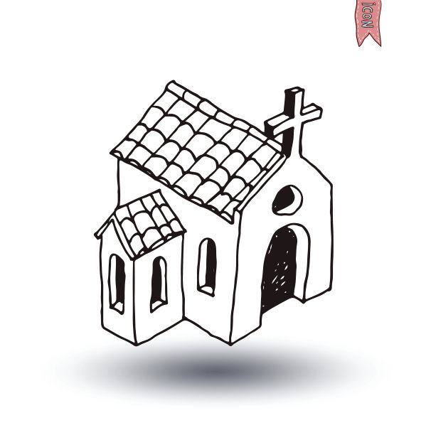 教堂图标，矢量插图。图片下载