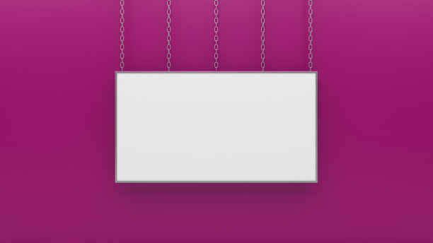 银色相框粉红墙3d渲染图片下载