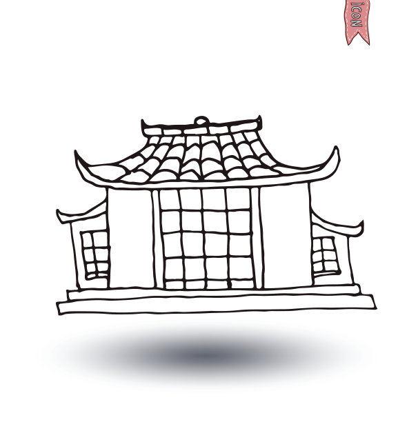 中国房子图标，矢量插图。图片下载