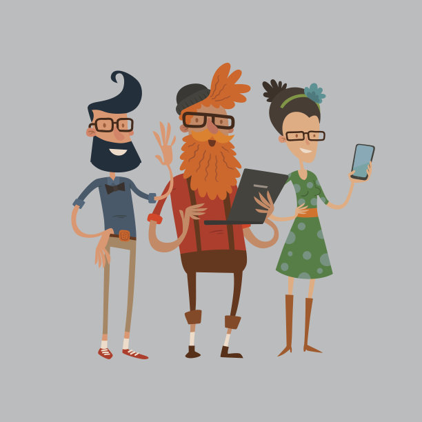 创意团队人时髦的企业登陆页网站简介设计工作室设计师艺术总监字符集集合矢量插图图片下载