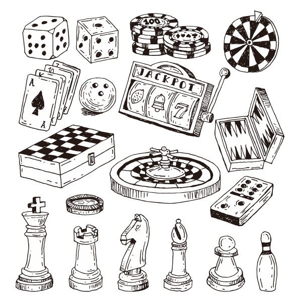 手绘矢量国际象棋棋子素材图片