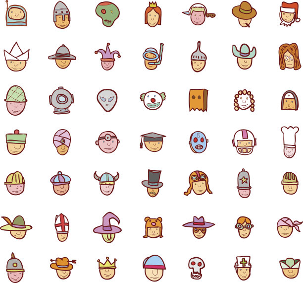 简单的化身图标设置，向量。图片下载