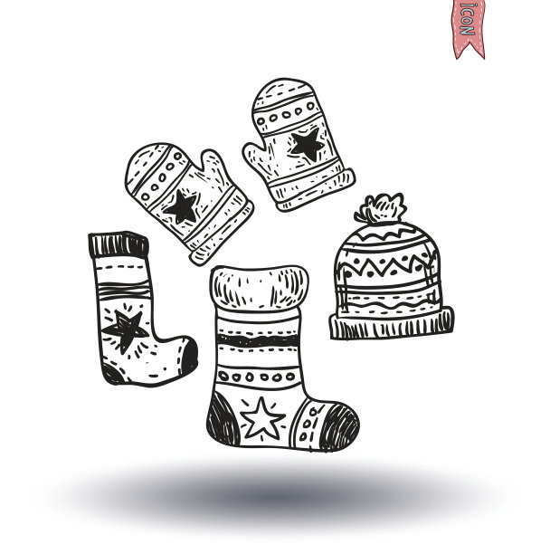 一套冬季服装。矢量插图。图片下载