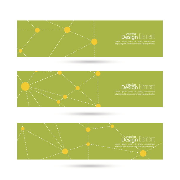 一组矢量横幅与三角形和多边形网格。图片下载