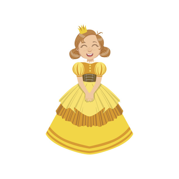 穿着黄色衣服的小女孩扮成童话公主图片下载