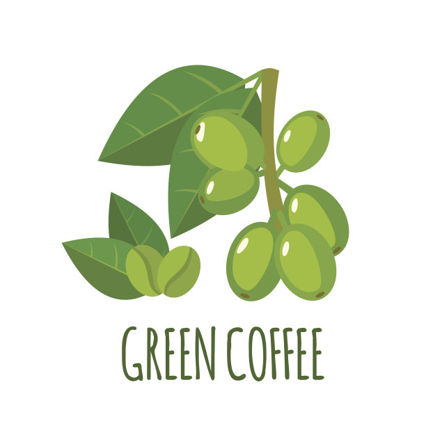绿色咖啡图标在平坦的风格图片下载