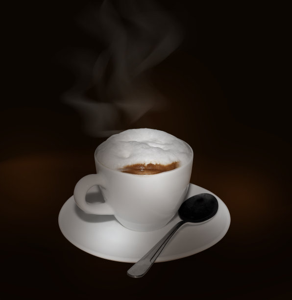 黑色背景下的咖啡杯特写镜头图片下载