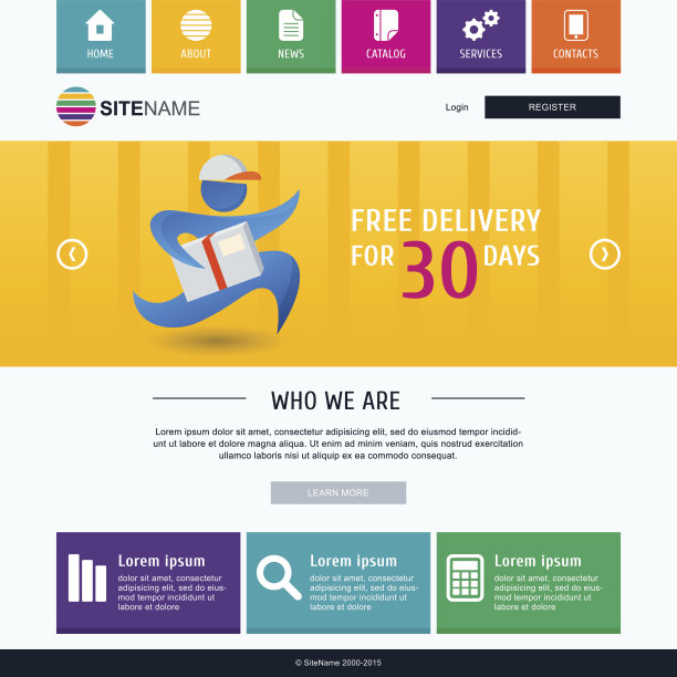 企业metro网站模板。现代平面网页设计。图片下载