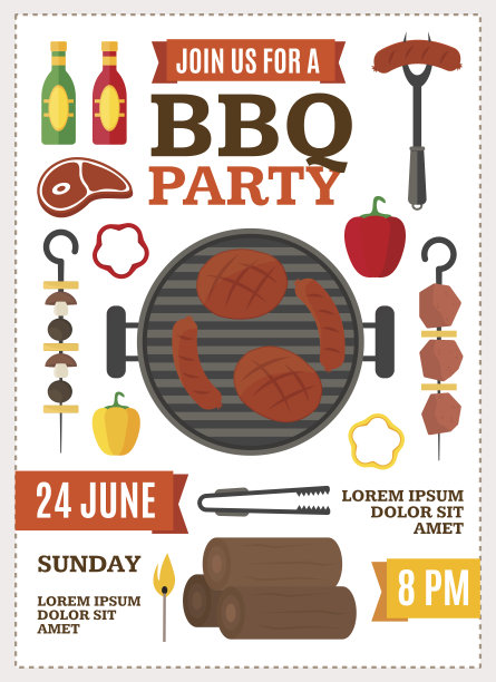 烧烤和烧烤旗帜卡。向量图片下载