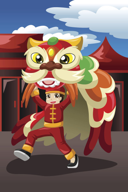 男孩在舞狮图片下载