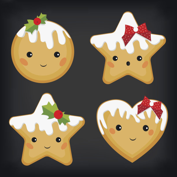 姜饼姜饼有趣可爱的平面设置矢量插图图片下载