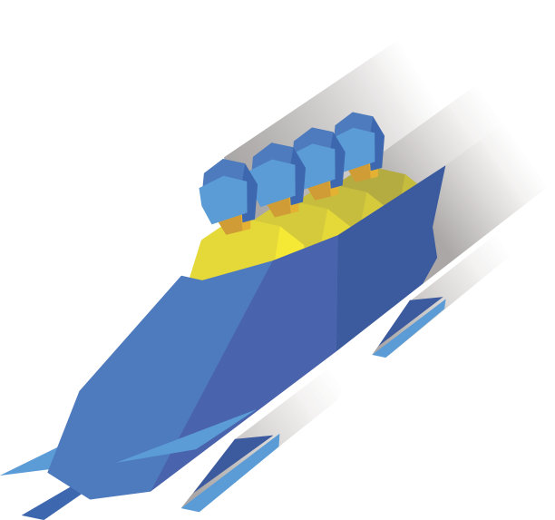 冬季运动-有舵雪橇。卡通运动员乘坐雪橇图片下载