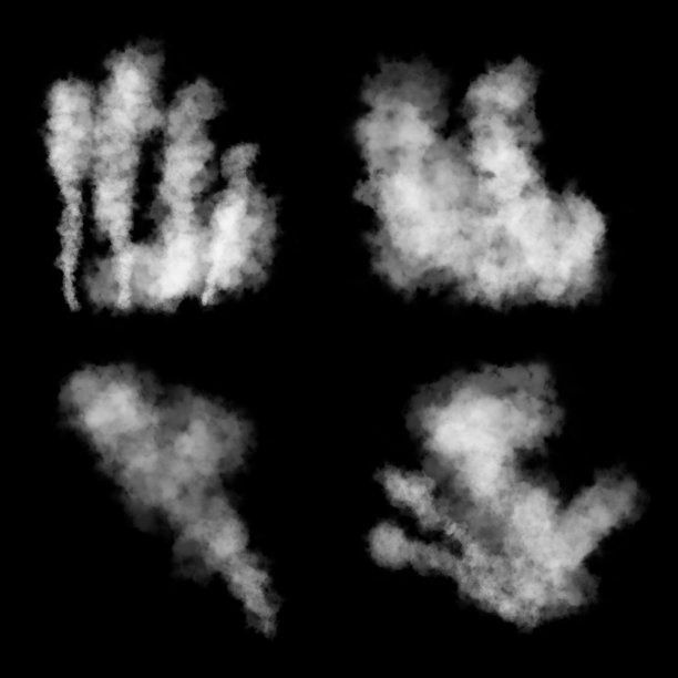烟雾图案的收集孤立在黑色图片下载