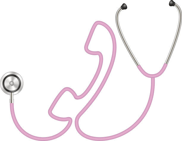 电话形状的听诊器，粉红色设计图片下载