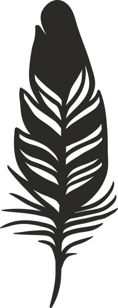 乡村装饰黑羽毛涂鸦复古艺术图形向量素材图片