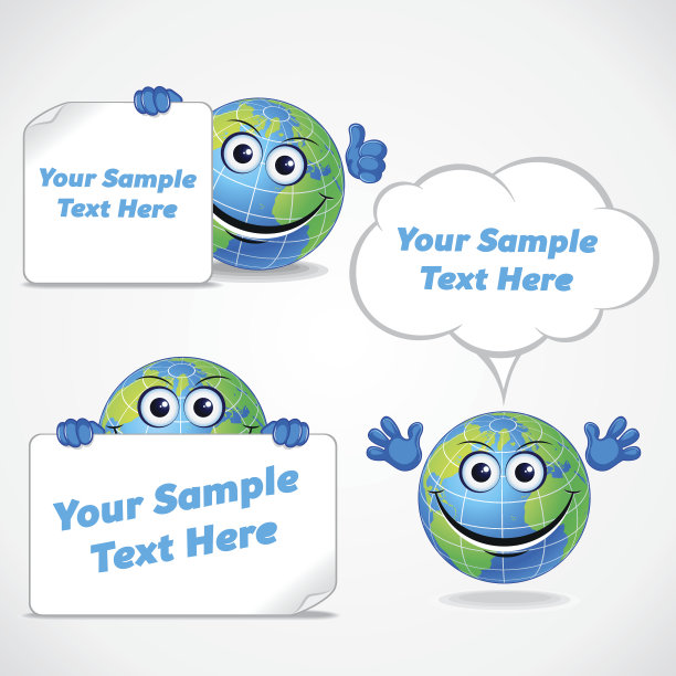 卡通世界与旗帜和标志图片下载