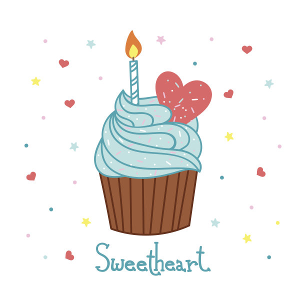 背景矢量蛋糕。手绘的食物。可爱的糕点插图图片下载