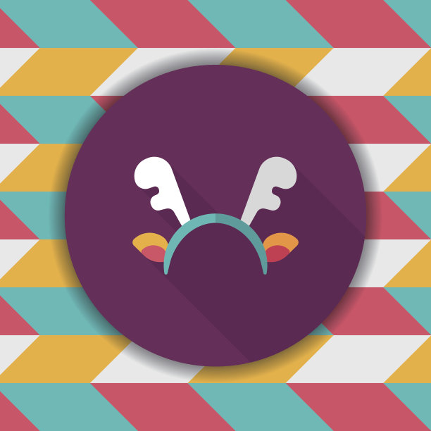 驯鹿头带与长影子扁平图标，eps10图片下载