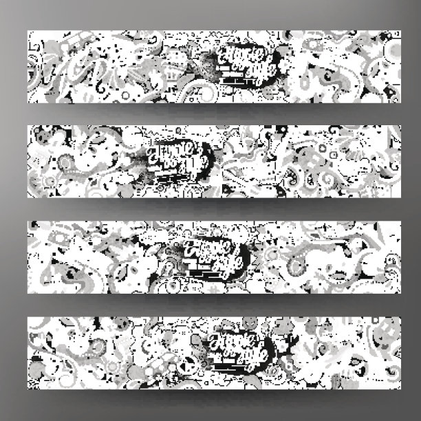 卡通矢量涂鸦嬉皮士横幅图片下载