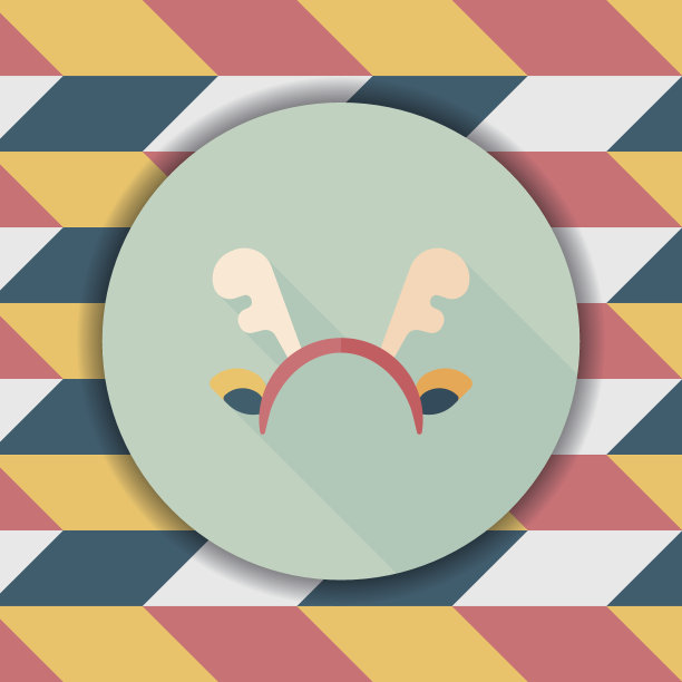 驯鹿头带与长影子扁平图标，eps10图片下载