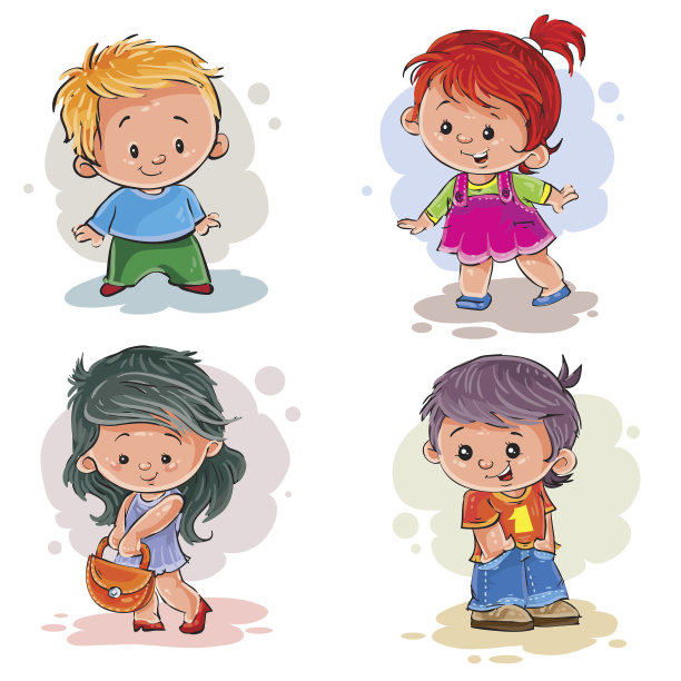 的孩子。男孩和女孩。图片下载