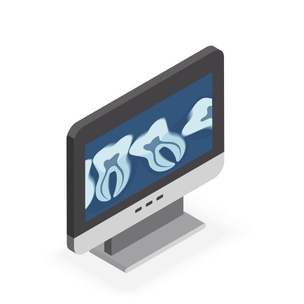 监视器是一个带有蓝色x射线的等距视图图片下载