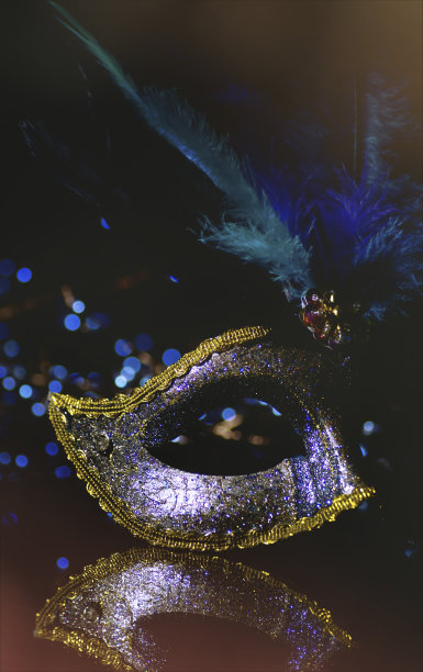 威尼斯狂欢节面具，女性戏剧羽毛图片下载