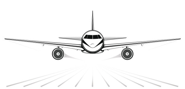 一架喷气式客机的黑色剪影正在进入图片下载