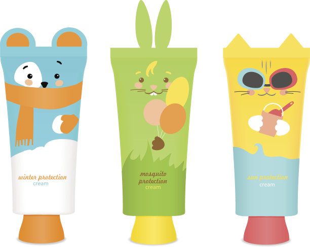 婴儿化妆品管与儿童设计。向量图片下载