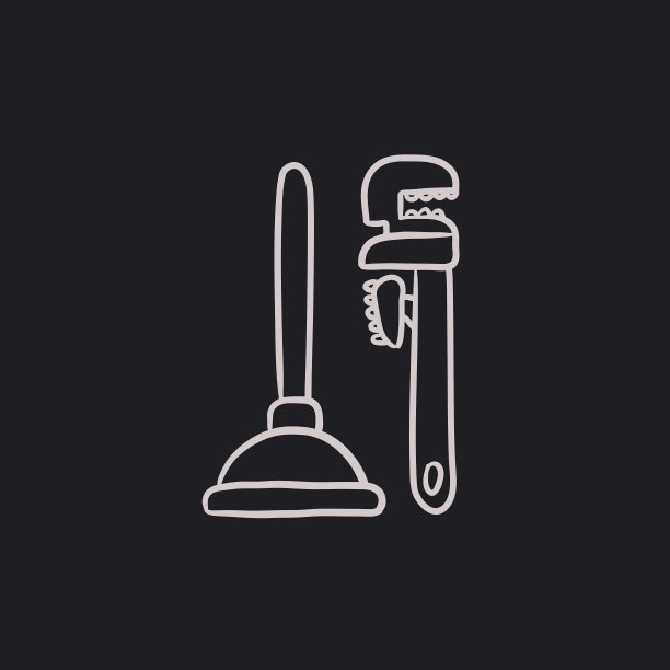 管钳和柱塞示意图图标。图片下载