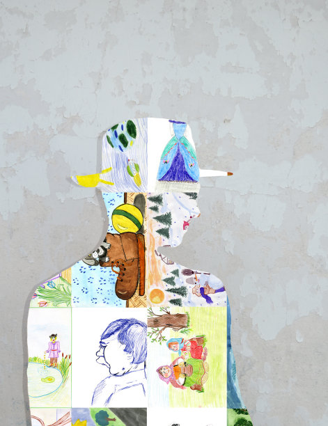 儿童绘画的剪影。图片下载