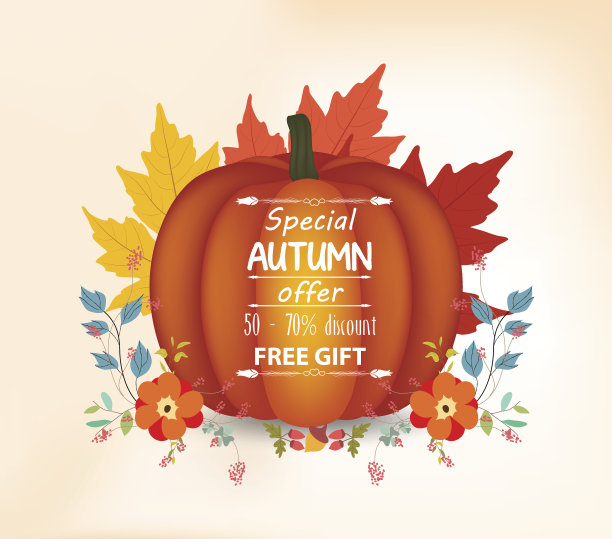 用树叶南瓜贺卡收获感恩节图片下载