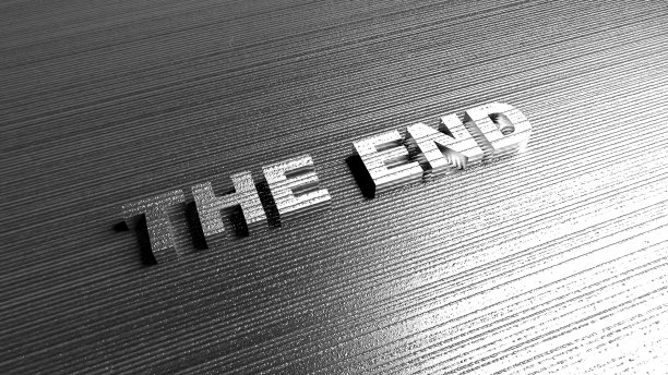 金属字“结束”在钢铁背景图片下载