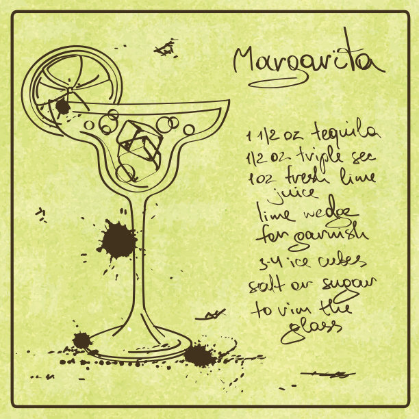 手绘玛格丽塔鸡尾酒图片下载