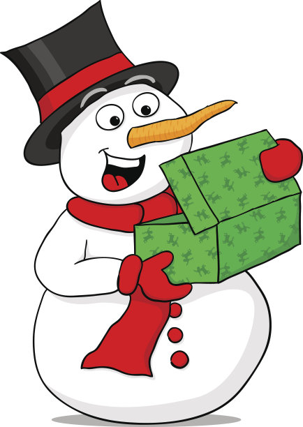 雪人看到圣诞礼物很兴奋图片下载