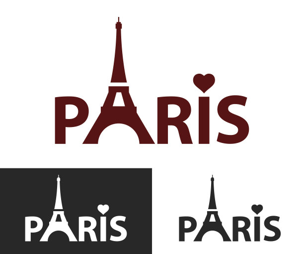 巴黎。黑白装饰字。图片下载