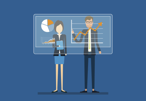 两名商人分析财务报表图表图片下载