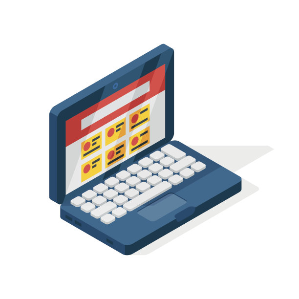 等距笔记本电脑图标插图平面设计。素材图片