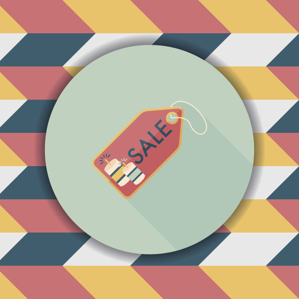 中国新年销售扁平图标与长影子，eps10图片下载