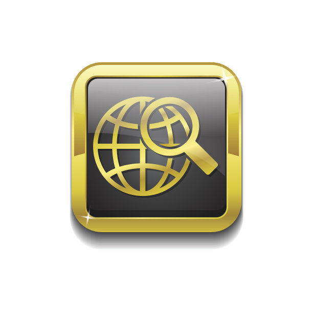 地球标志黄金矢量图标按钮图片下载